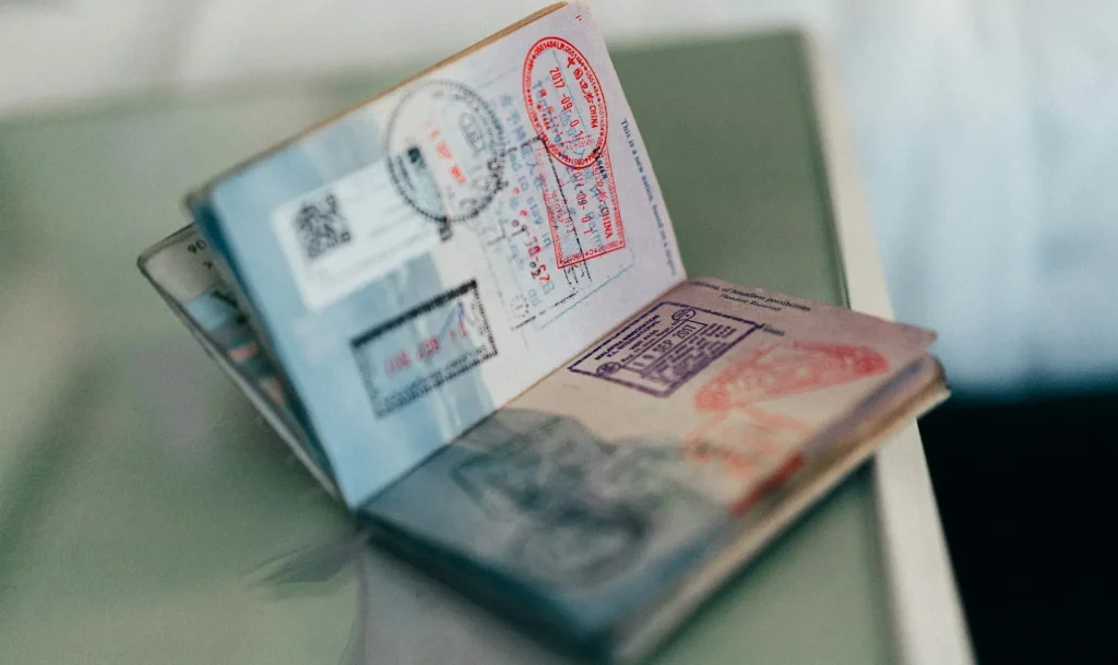 Image of a visa stamp that says 'Temporary Visitor,' indicating no work is permitted.