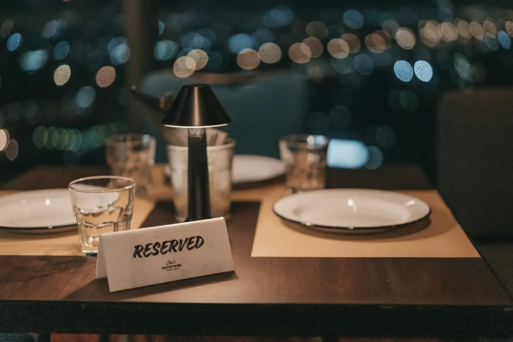 Image of a tablet showing a restaurant reservation website interface.